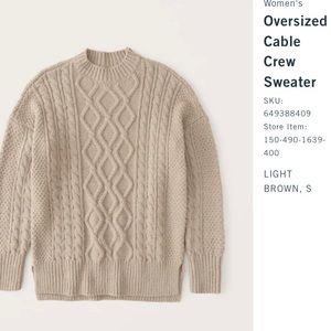 Abercrombie Drop shoulder cable crew sweater